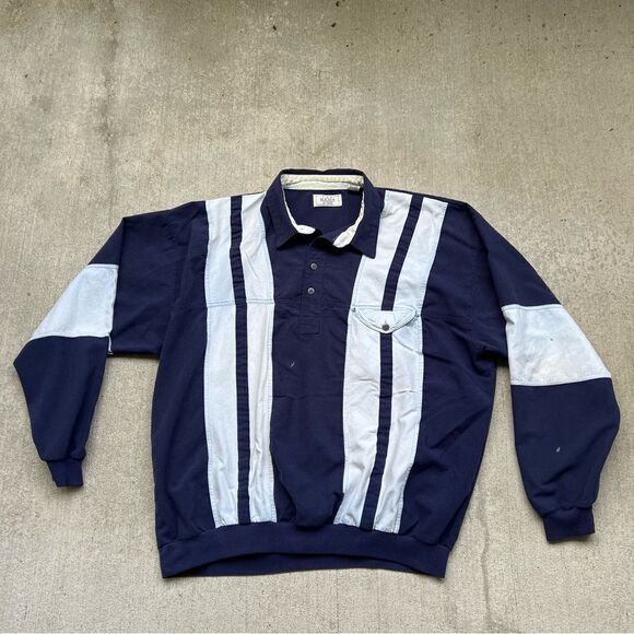Vintage vertical stripe rugby shirt men’s XL - Picture 1 of 8